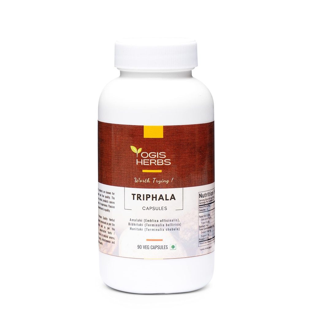 YOGIS HERBS Triphala kapslid Amalaki (Emblica Officinalis), Bibhitaki (Terminalia Bellirica) ja Haritaki (Terminalia Chebula) 90 Veg kapslid