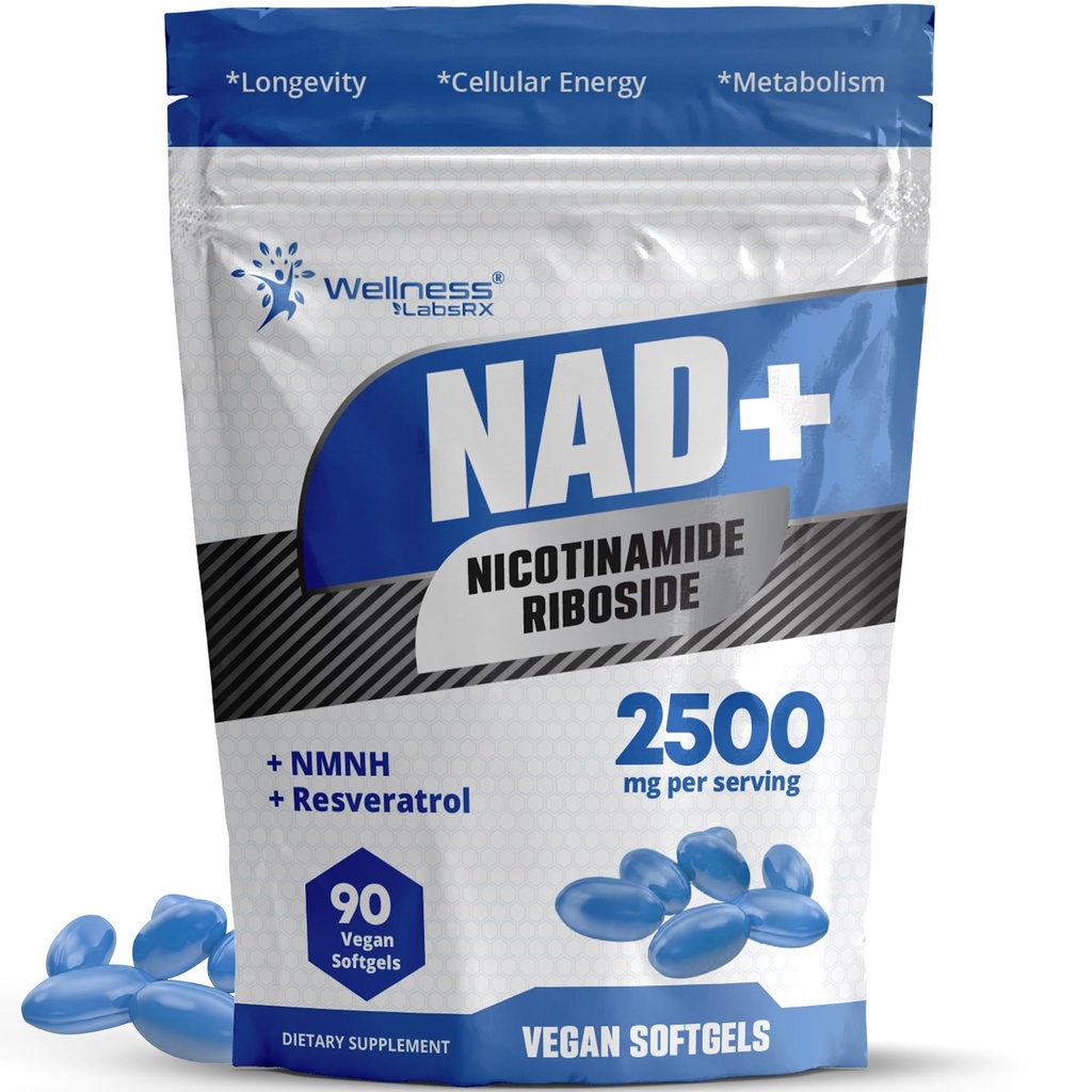 HELL LABSRX Liposomal NAD+ Lisa - Kolmanda osapoole testitud NAD softgels Nicotinamide Riboside Resveratrol - 2500mg Liposomal NAD täiendused naistele - pikaealisuse tugi - valmistatud USA-s