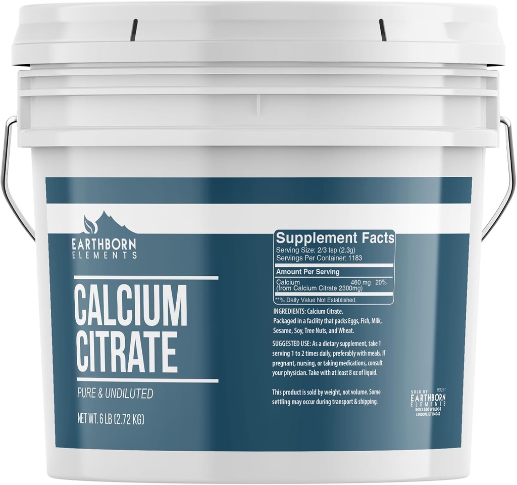 Maapealsed elemendid Kaltsiumtsitraat 1 Gallon Bucket, Pure & Unndiluted, Lab Verified (96 Ounce)