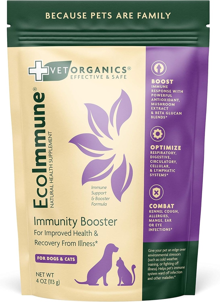 Immuunsüsteemi täiendus koertele ja kassidele.Looduslikud, elutähtsad koostisosad tervisliku lemmiklooma immuunsüsteemi toetamiseks. Lisage lihtsalt lemmikloomatoit. Pakend võib varieeruda. (4 oz)