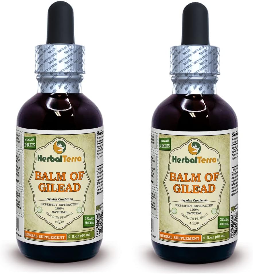Balm Of Gilead (Populus candicans) Tinktuur, Orgaaniline Kuivatatud Buds Vedel Ekstrakt (Brand name: HerbalTerra, Proudly made in USA) 2x2 fl.oz (2x60 ml)