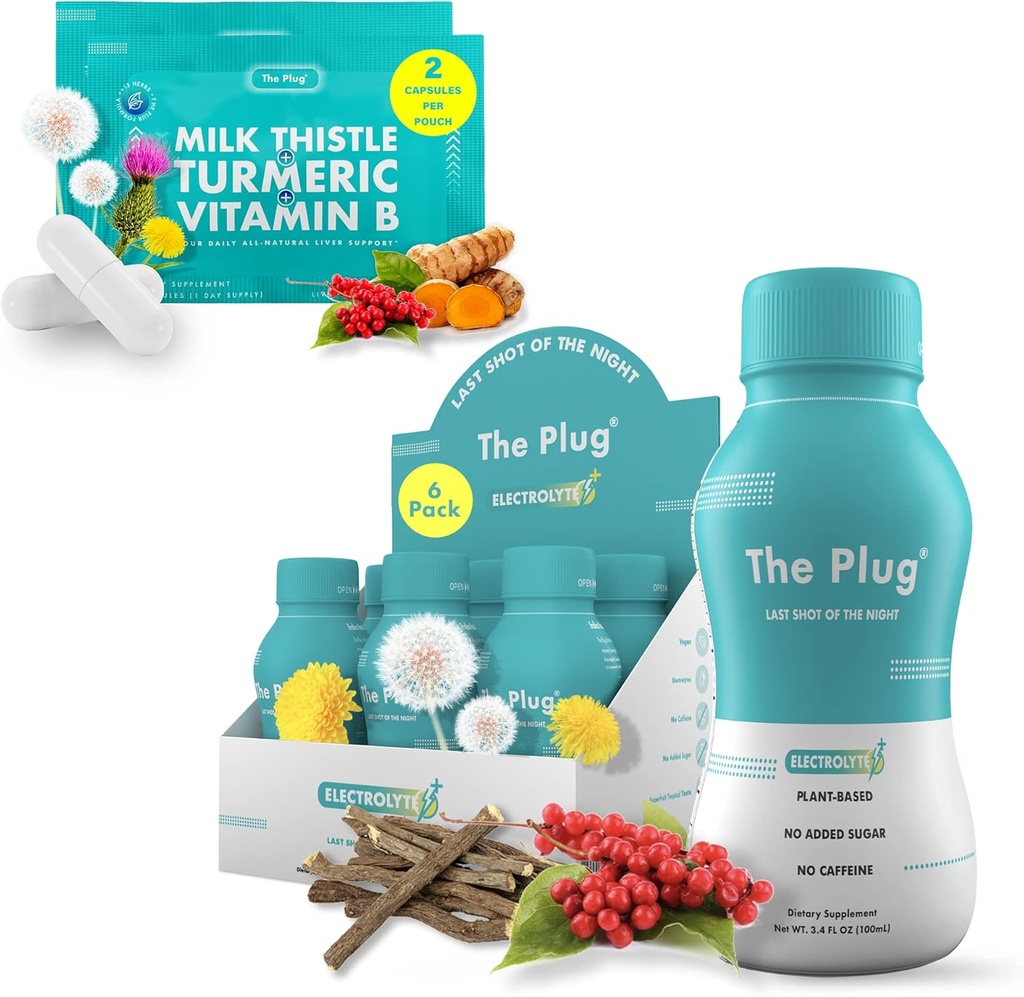 Plug Maks Puhasta Detox & Remond Bundle - Täiendavad Pillid Ja Taastamisjook (6 Pakend)