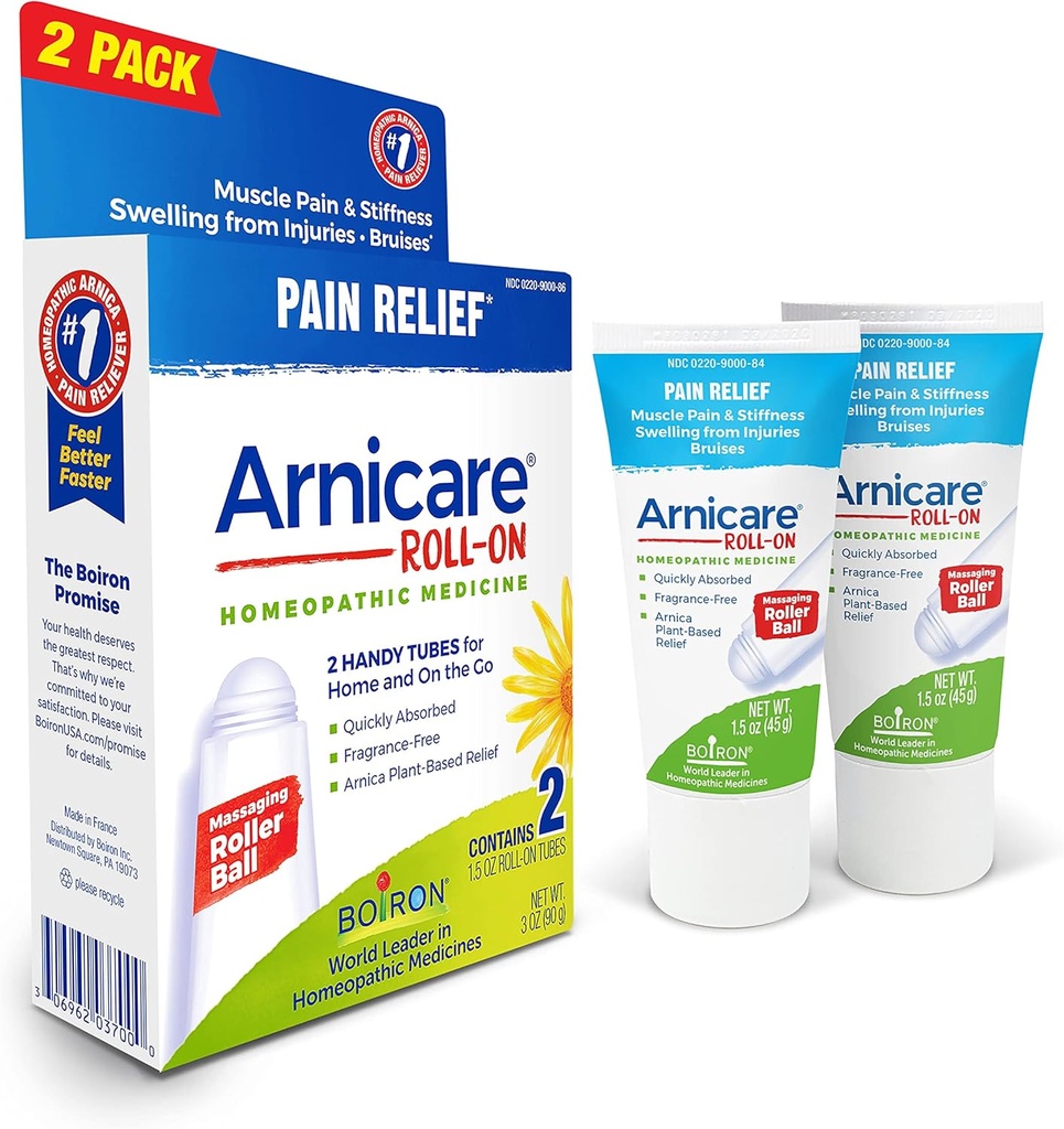 Boiron Arnicare Roll-On liigesevalu, lihasvalu, lihaste valu ja paistetuse leevendamiseks sinikatest või vigastustest - mitterasvane ja lõhnavaba - 2 loend (1. pakk)