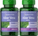Puritan's Pride Aloe Vera Extract 25mg (5000mg ekvivalent) Softgels, 200 Count (pakendamine võib varieeruda) (pakk 2)