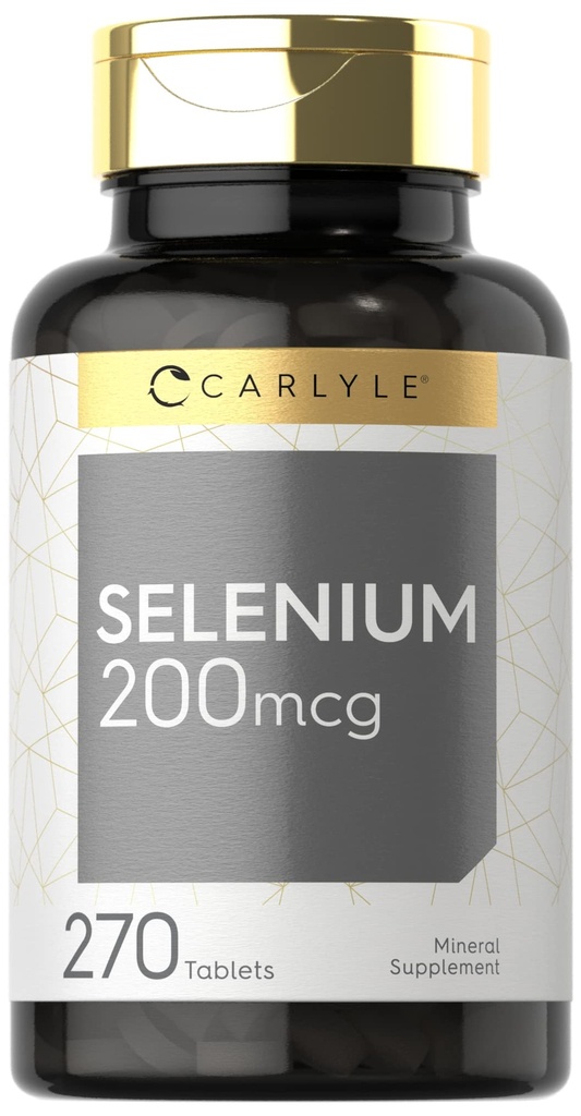Carlyle Selenium Supplement | 200 mcg | 270 tabletti | Taimetoitlane, mitte-GMO ja gluteenivaba valem