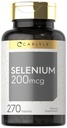 Carlyle Selenium Supplement | 200 mcg | 270 tabletti | Taimetoitlane, mitte-GMO ja gluteenivaba valem