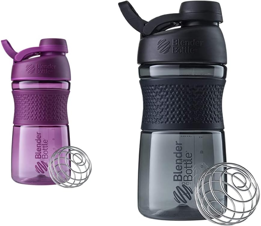 BlenderBottle 20-Ounce Black ja Plum Protein Shaker pudelid BlenderBall Wire Whisk