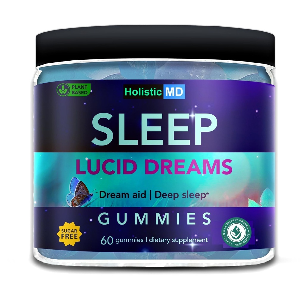 Lucid Dreams Deep Sleep - Mugwort Herb 5 htp Mucuna Pruriens Koliini Toidulisandid - Gummies Sugar Free Vegan 60 ct