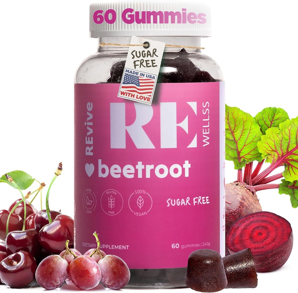 Suhkrupeedi juurkummid viinamarjaseemnetega Ekstrakt Energialisandid I Suhkruvaba lämmastikoksiidi lisandid meestele ja naistele I Üldine Tervis ja vererõhk I 60 Gummies - Kirsimaitse