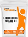 BulkSupplements.com L-Citrulline Malate 1: 1 pulber - tsitrulliinpulber, aminohappe lisand - maitsestamata & gluteenivaba - 3 g portsjoni kohta, 100 g (3,5 oz) (pakk 1)