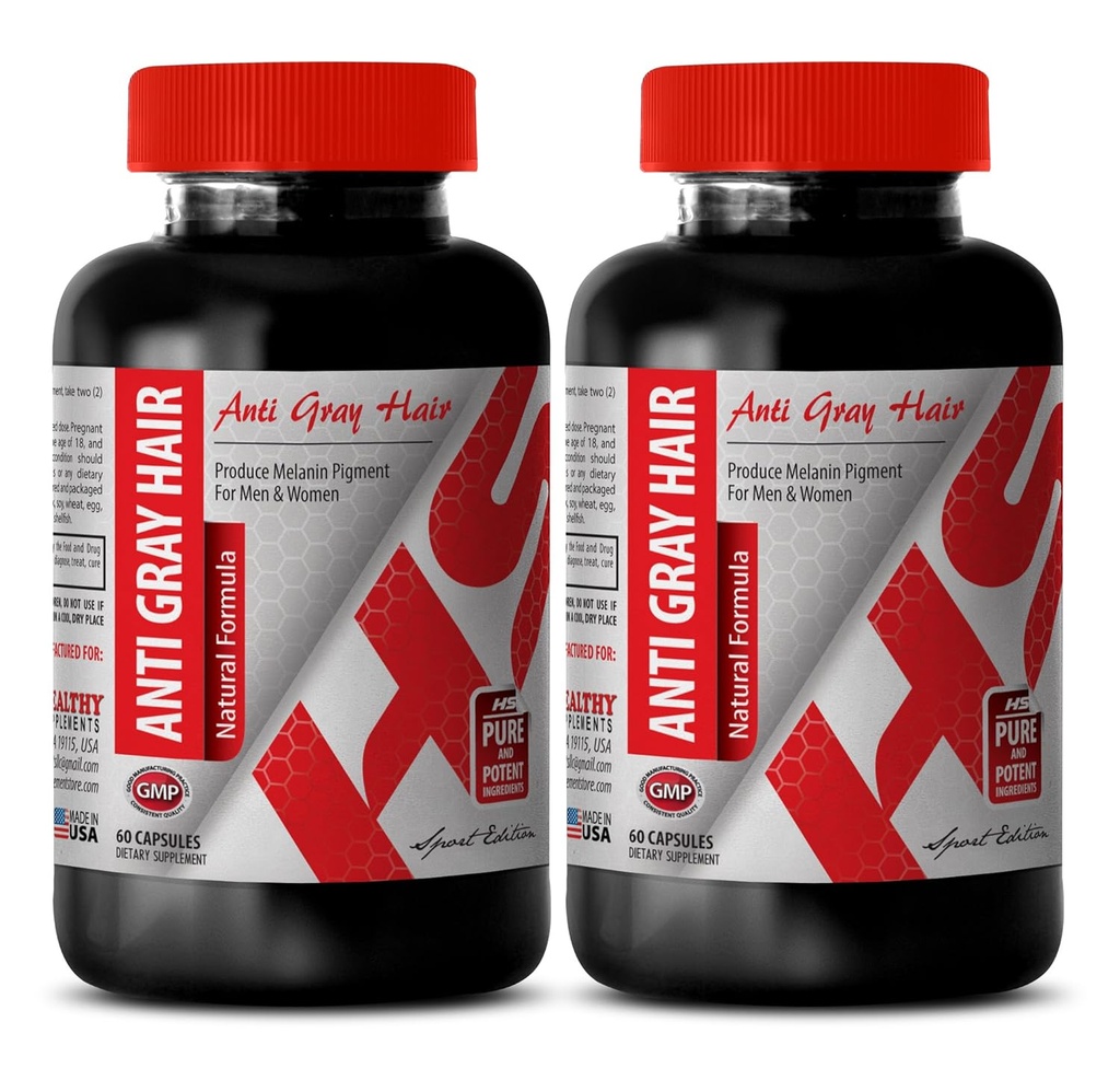 Saw palmetto nõgesjuurega - ANTI GRAY HAIR NATURAL FORMULA - juuste väljalangemise lisand, anti-hall juukselisa meestele ja naistele, hall juukselisandi tagurpidi, juukselisandid, 2 Bot 120 Caps