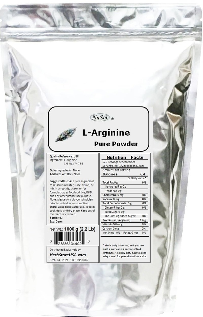 L-arginiini pulbri puhas alusvorm (1000 grammi (2,2 naela))