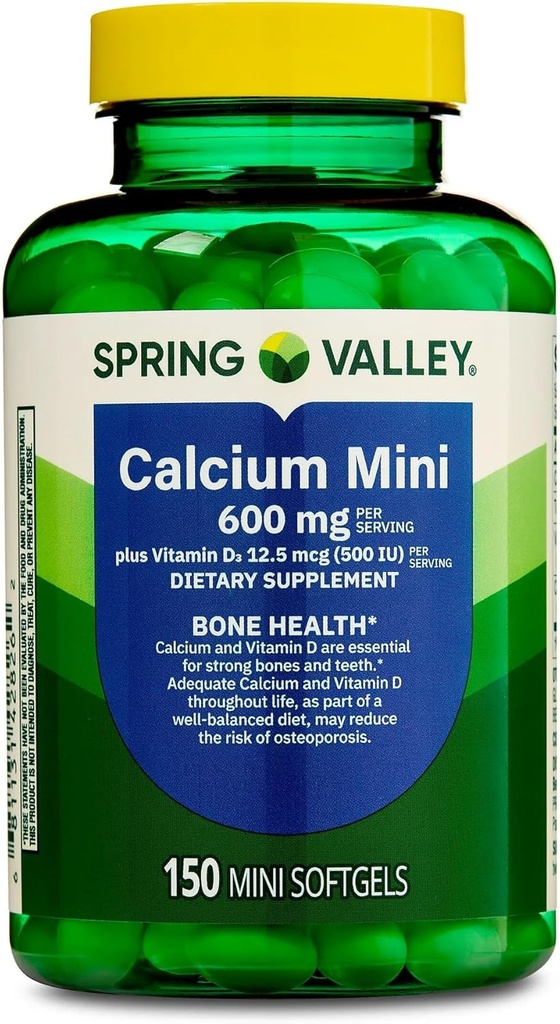 Kaltsiumilisandi koos vitamiiniga D3-600mg Kaltsium luude tervise jaoks, 150 Mini Softgels, Essential Calcium ja vitamiin D3 tugi