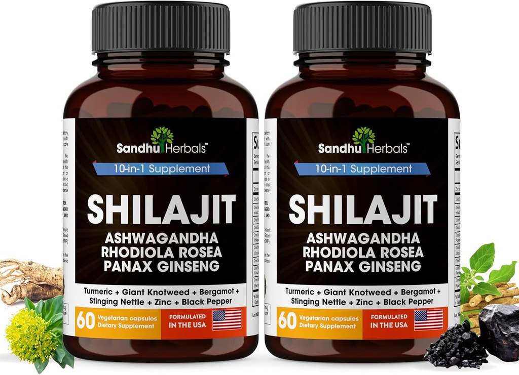 Shilajit Pure Himalayan meestele ja naistele | 120 kapslit ashwagandhaga | kõrge potentsi ja energialisandiga | parem imendumine kui kummikud | lisajõu ja vastupidavuse jaoks | segu meresamblaga