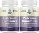 Loodused Käsitöö Suure imendumisega Kaltsiumkummid D3-vitamiiniga - Maitsev Kaltsiumkummid täiskasvanutele - Närimis- ja D-vitamiini lisand luude tervise ja immuunsuse toetamiseks želatiin-vaba 60ct (2 Pack)