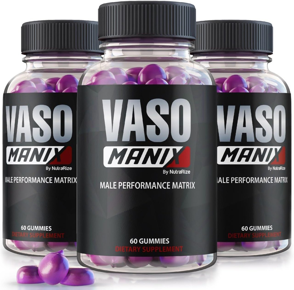 (3 Pack) VasoManix Gummies, Vaso Manix Classic Male Supplement, Kõik looduslikud valemid meestele, Premium Gummy, et toetada jõudlust, usaldust ja üldist tervist, ametlikud ülevaated (180 Gummies)