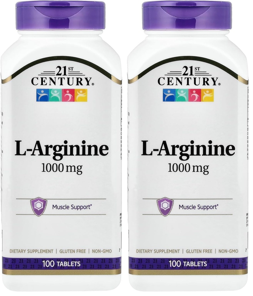 21st Century L-arginiin 1000mg, maksimaalne tugevus 100 ea (pakk 2)