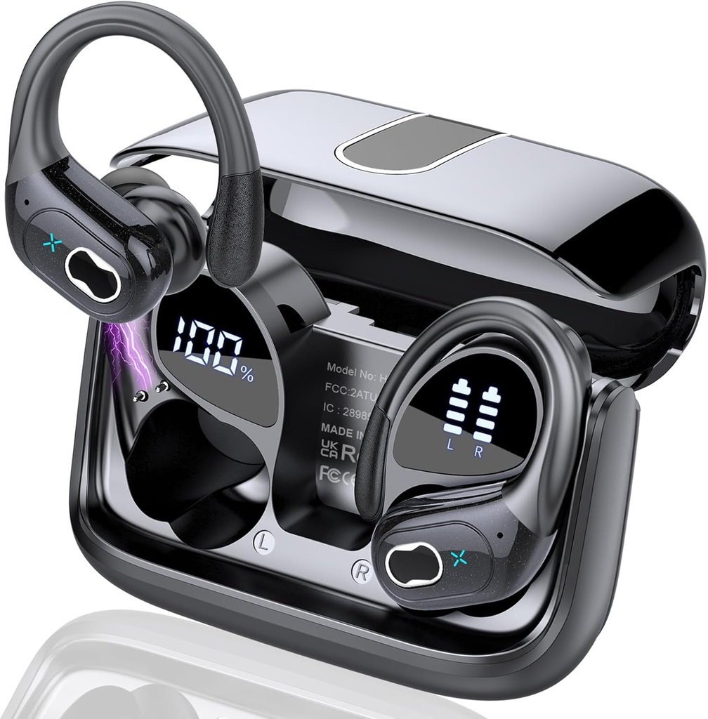 Traadita kõrvaklapid 75h Bluetooth 5.4 Kõrvaklapid Sport, 2025 Bluetooth Kõrvaklapid Stereo Deep Bass Over Earhooks, ENC Müra Cancelling Mic, IPX7 Veekindel Kõrvaklapp Treeninguks / Jooksmiseks