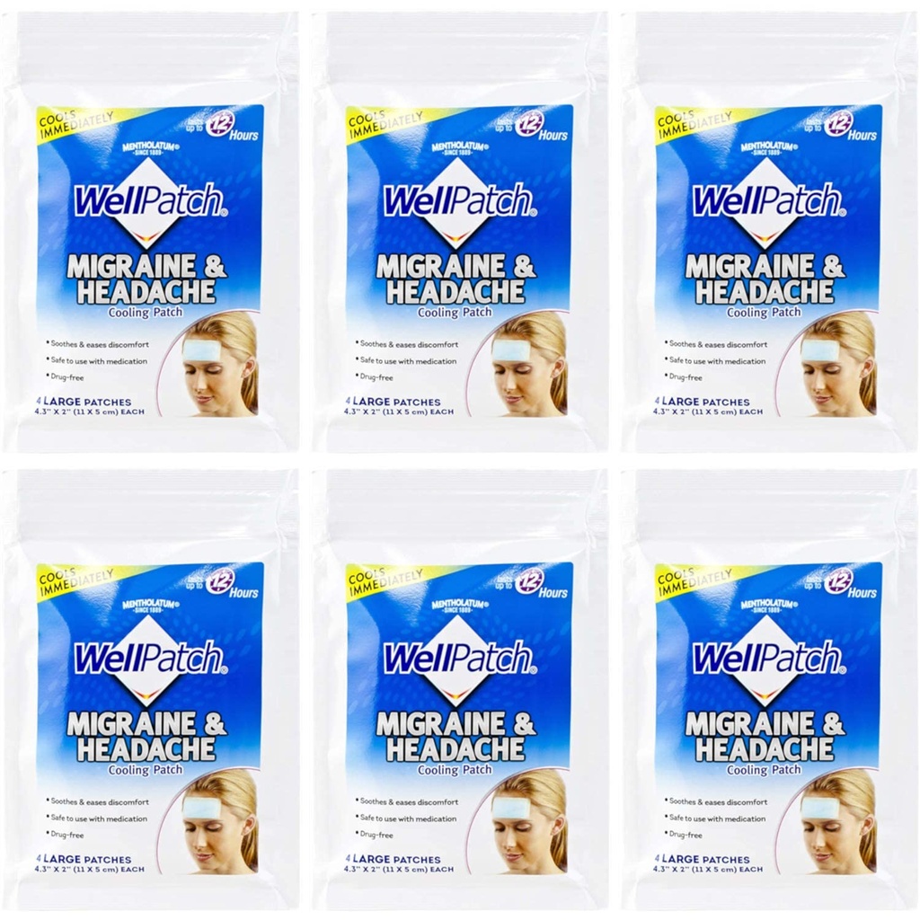 WellPatch Cooling Peavalu Pads, Migreen 4 Pads pakendis. (Pack of 6) = 24pads