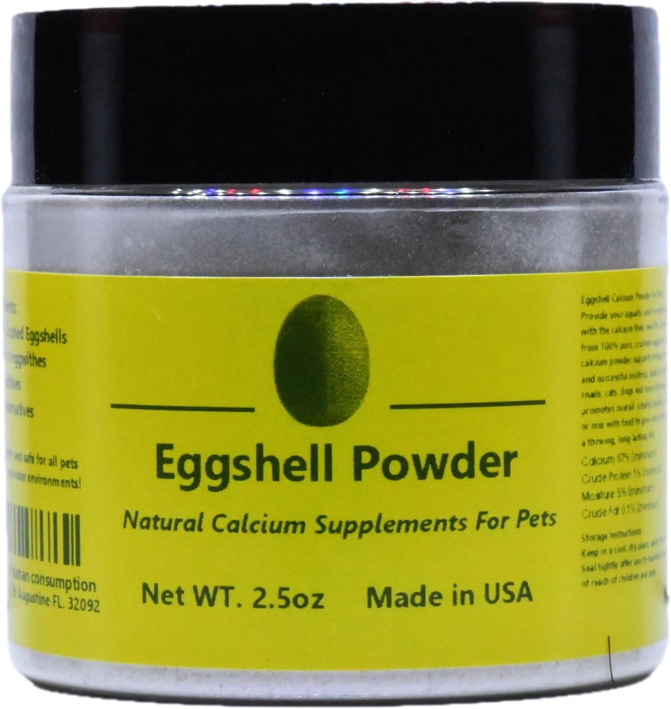 2.5oz Pure Eggshell Calcium Supplement for Lemmikloomad - Looduslik allikas kaltsiumi Real Eggshell Sobib akvaariumid, krevetid, tigu, koorikloomad, selgrootud, koerad, kassid ja muud lemmikloomad