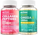 Hüdrolüüsitud kollageenpeptiidid Pills + Vegan Omega 3 toidulisand D3 K2 vitamiiniga