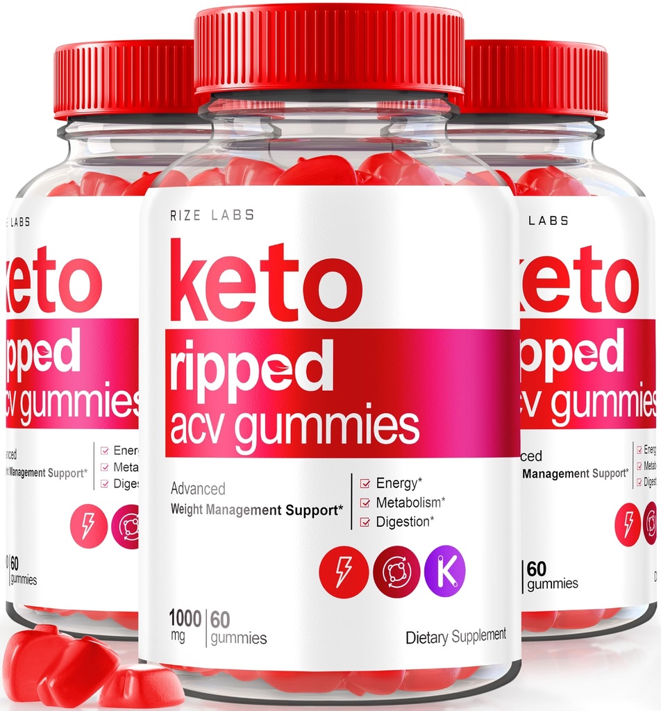 Rize labs (Pack of 3 Keto Ripped ACV Gummies, Ametlik Keto ACV Gummies Advanced Kaalulangus Support, Kõik Natural Apple Siider Äädikas, Premium Keto Plus ACV Gomitas Reviews (180 Gummies)