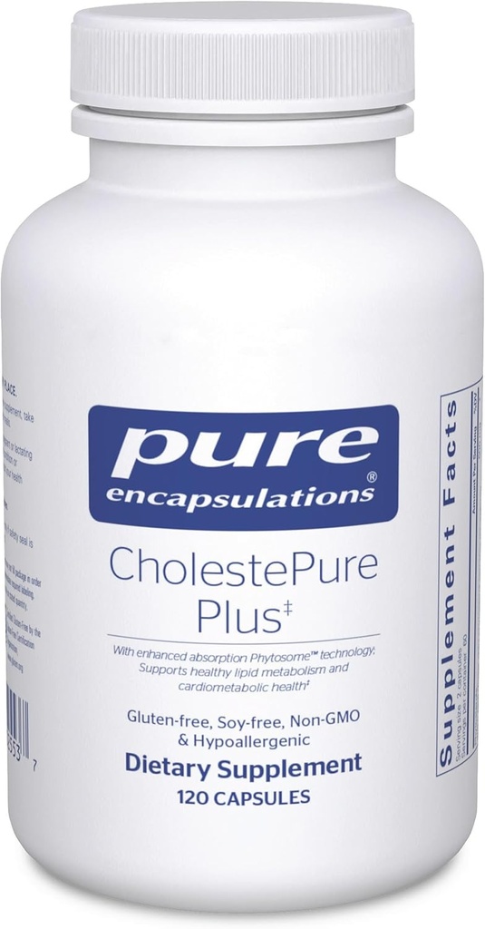 Puhtad kapslid CholestePure Plus 120's - toetab lipiidide ainevahetust ja südame tervist * - Berberine Supplement - Citrus Bergamot - Gluteenivaba & Non-GMO - 120 kapslit