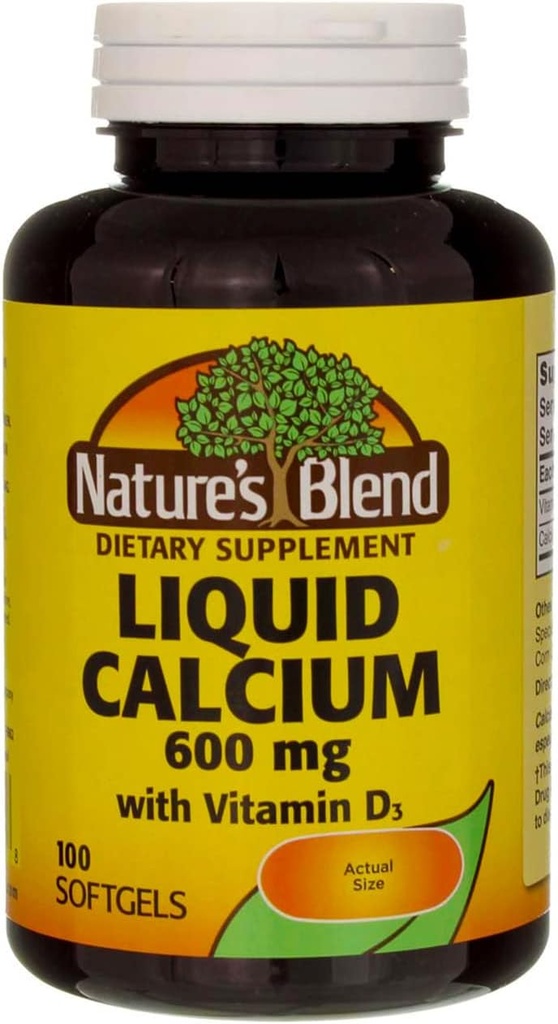 Vedel kaltsium 600mg koos D-3 (100 Softgels) 3 BOTTLES Kokku 300 Softgels