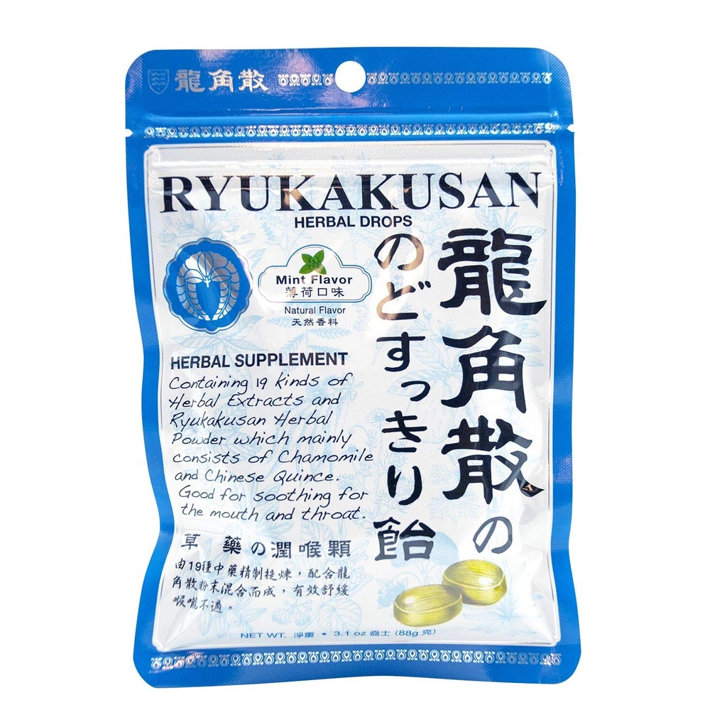 Ryukakusan Mint Maitsetaimetilgad (Toetab kurku, suud, ülemist hingamist) (32 tilka) (1 kott) (Pühapäev)