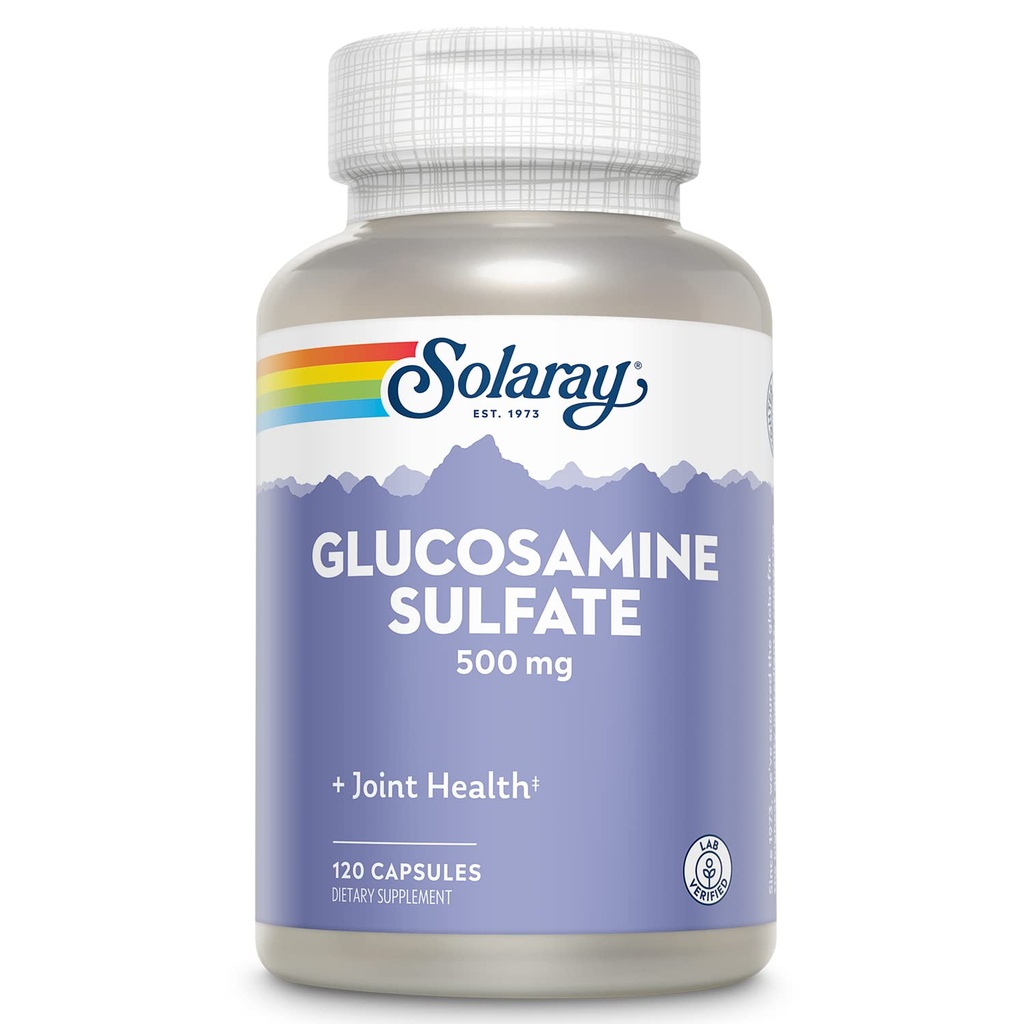 SOLARAY Glükoosamiinsulfaat 500 mg | Tervislik liigese paindlikkus ja vastupidavuse tugi (60 Serv, 120 CT)
