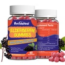 Elderberry Gummies, Elderberry Extract 300mg, vitamiin C ja tsink, maasikamaitse Gummies, Non-GMOs, Gluteenivaba, Vegan-sõbralik, Immune Support, 60 Count (Pack of 2)