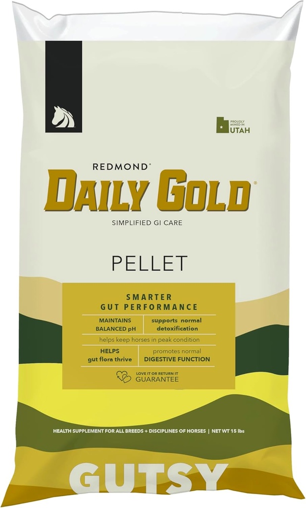 REDMOND Daily Gold Pellets Stressi leevendamine, looduslik tervendav savi maohaavandid hobustel (15 LB)