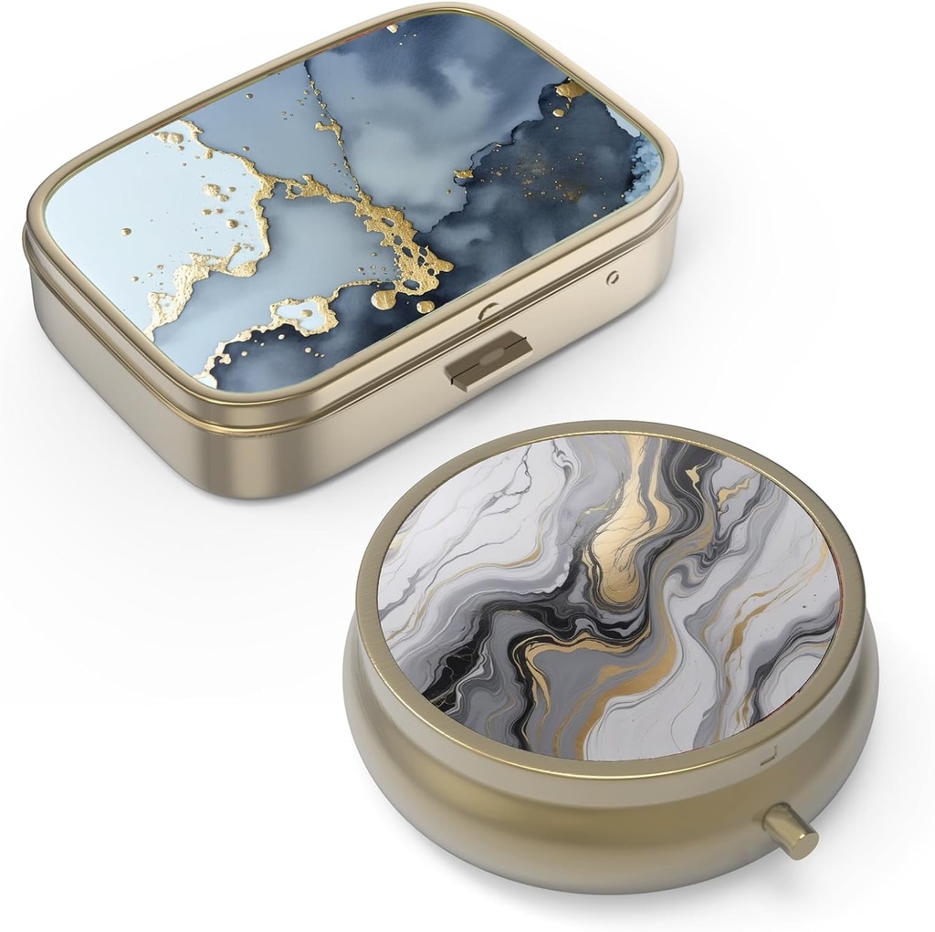 Pill Case Box koos peegliga Retro Väike pillid juhul rahakoti või tasku pronksi pillid kasti või vitamiine, kalaõli, toidulisandeid, pillid sisaldavad reisikingitusi (2PCS)