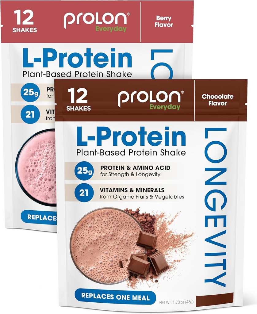 Proloni pikaealisuse taimepõhine valgupulber | Lihaste süntees ja remont, tervislik vananemine, Boost Performance | Vitamiinid, gluteenivabad, aminohapped | 25 g valku | Šokolaad ja Berry, 24 pakendit