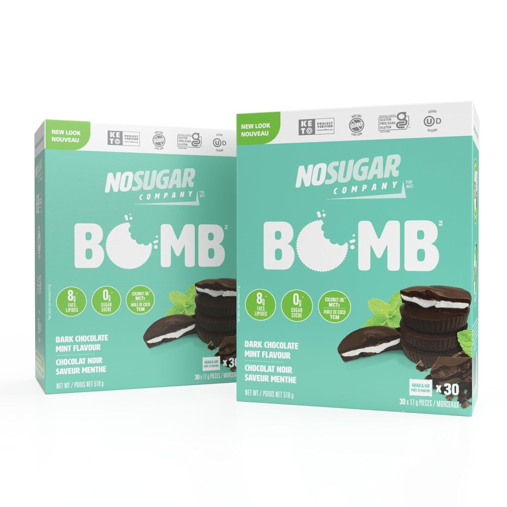 No Sugar Keto Cups, Chocolate Mint, 60 Cups - Diabeetiline ohutu ravi, Low Net Carb (1g), Suhkruvaba (0g) Keto Fat Bomb Snacks 7g Tervislik Rasv - Gluteenivaba, Kõik Looduslik, Mitte-GMO
