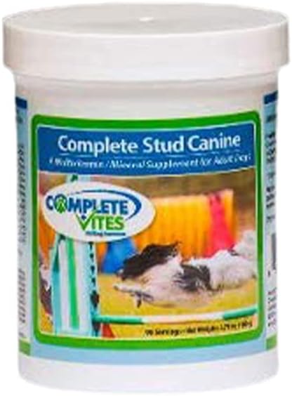 Täielik Stud Canine – Vitamiinide ja mineraalide lisand tõukoerte kasvatamiseks – (<20lbs)-48 toitainet-parandada spermat / aretuspotentsiaali** Omega rasvhapped, aminohapped, seedeensüümid + rohkem 105 grammi