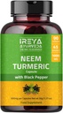 Neem & Turmeric Capsules | 90 Capsules Made Black Pepper, Neem, Turmeric
