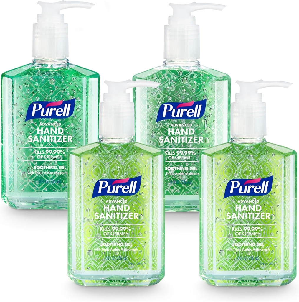 PURELL Advanced Hand Sanitizer rahustav geel, värske lõhn, 8 fl oz Pump pudel (pakk 4), 9674-06-ECDECO