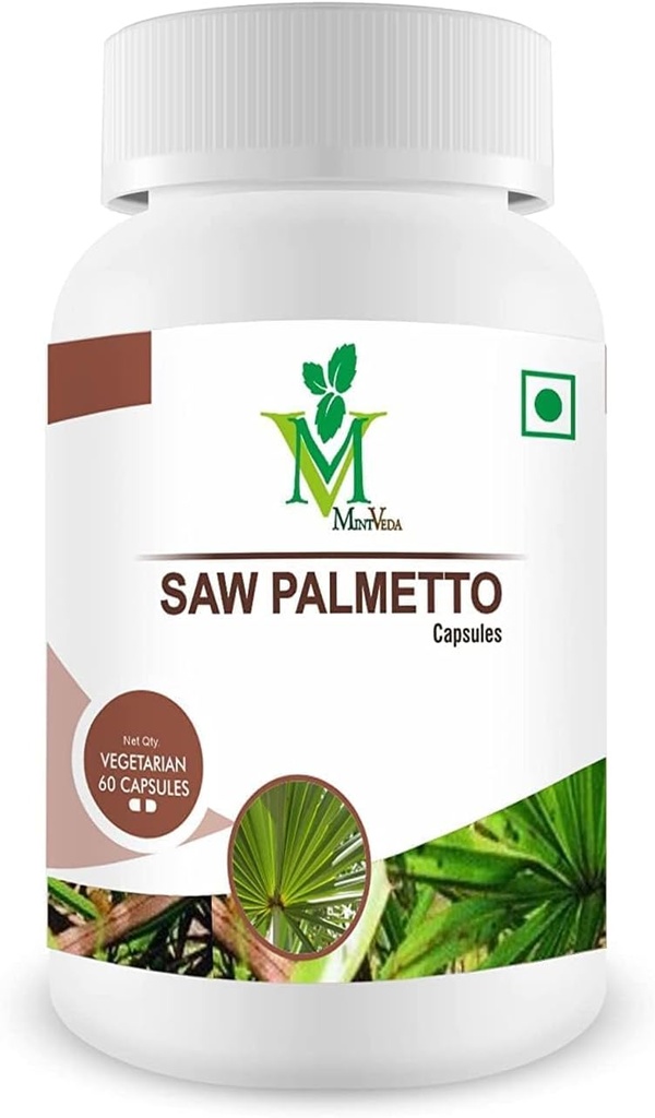 Saw Palmetto ekstrakt Kapslid 800mg | Toidulisand juuste kasvu | Toetab eesnäärme tervise ja kuseteede Tervis Hea & Natural - 60 Veg Kapslid