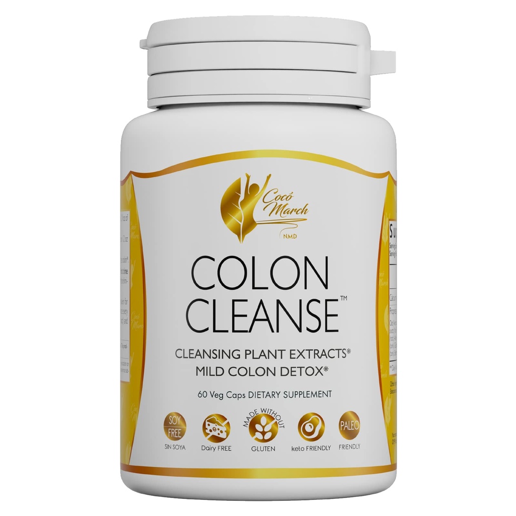 Cocó March N.M.D. Colon Cleanse - Dietary Supplement, Cleansing Plant Extracts, Mõõdukas Colon Cleanse - Gluteenivaba, Piimavaba, Sojavaba, Keto Friendly, Paleo Friendly, 60 Veg Caps - 15 Servings