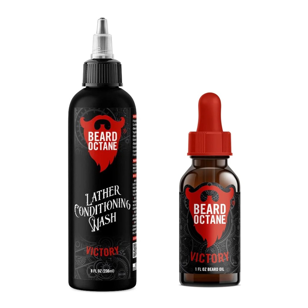 Beard Octane Fundamental Beard Kit - Beard Shampoo & Oil - Natural Bear Care Jojoba & Argan (Võit - Ginger Yuzu, Labdanum & Fresh Ozone)