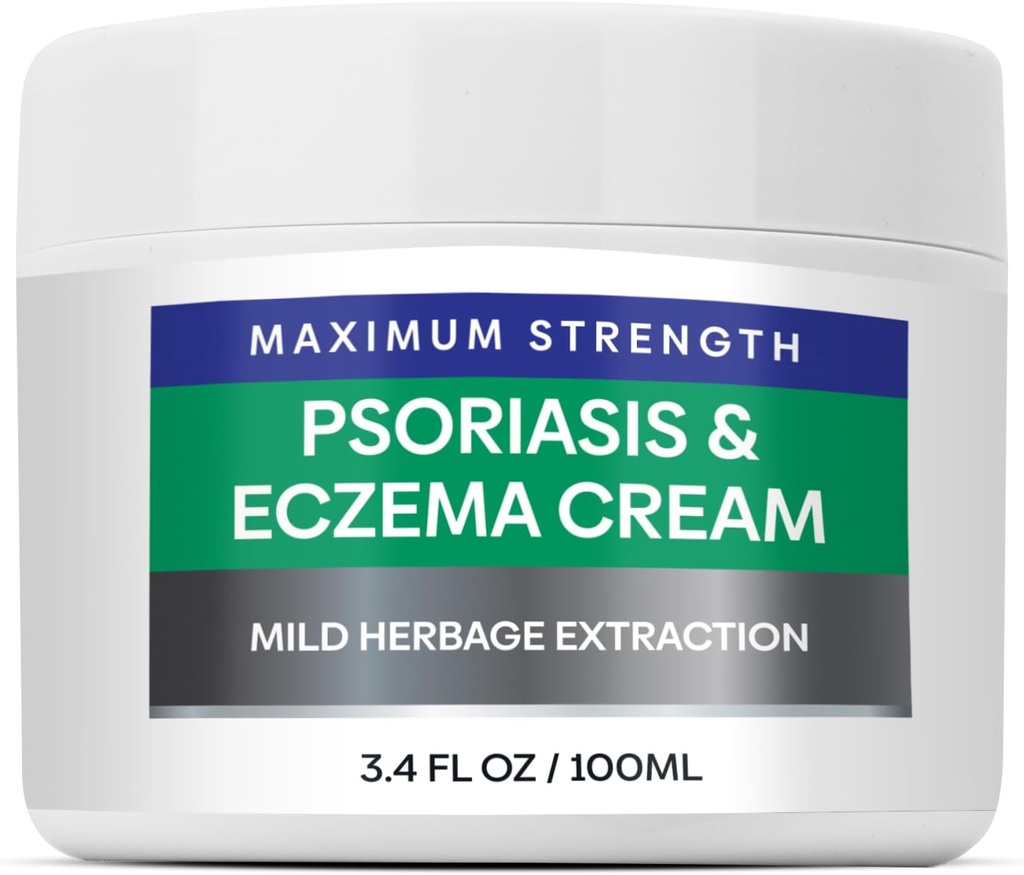 Hermon psoriaas Ekseem Relief Cream: Psoriaasi maksimaalne tugevus Ekseem - Resistantsi sümptomite leevendamine efektiivne seborröa dermatiit Follikuliit 100m 3,4 Fl Oz (1. pakendis)
