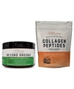 Live Conscious Beyond Greens & Collagen Peptides Peach Mango | Seenekohv Alternatiivne madal kofeiin + juuksed, nahk, küüned ja ühine tugi