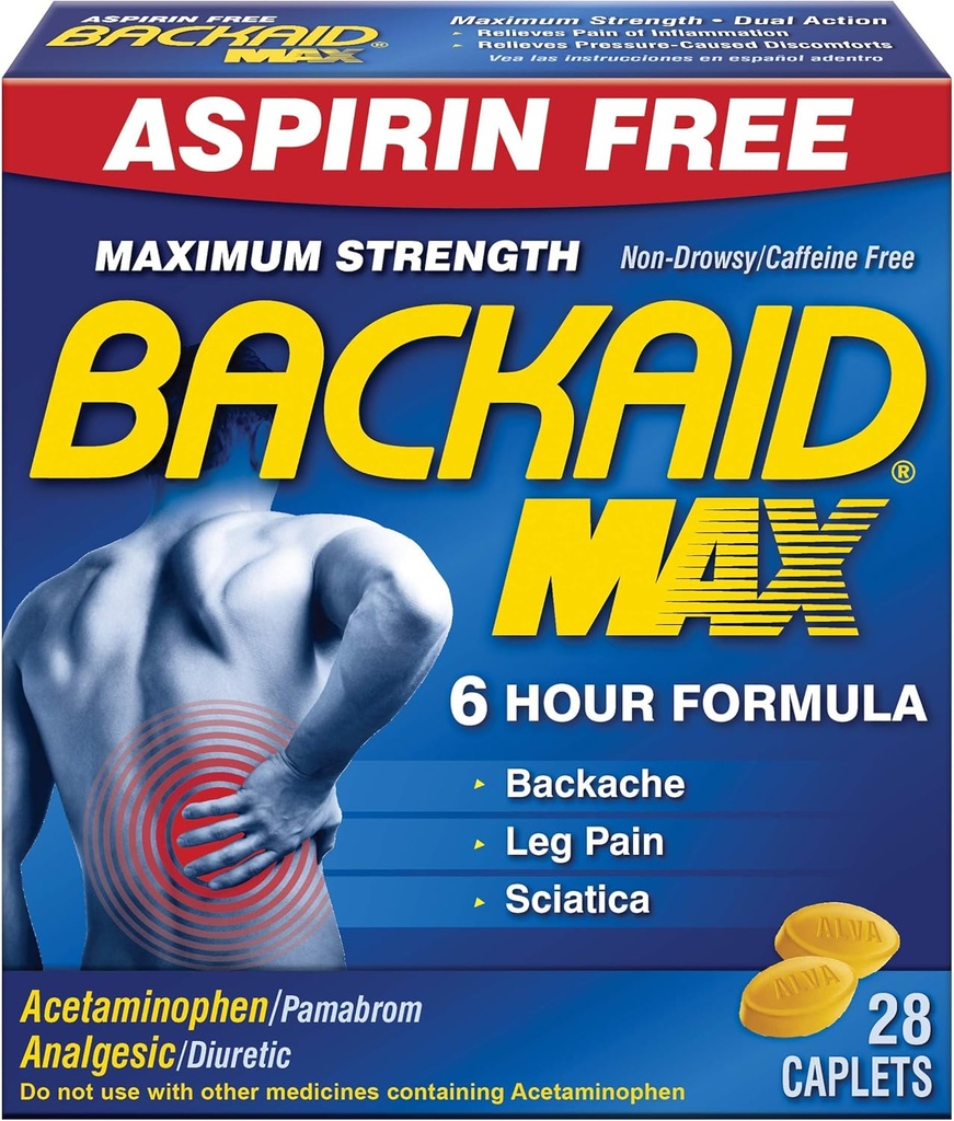 Backaid Max Relief Caplets, 28 krahv (6 kotti)