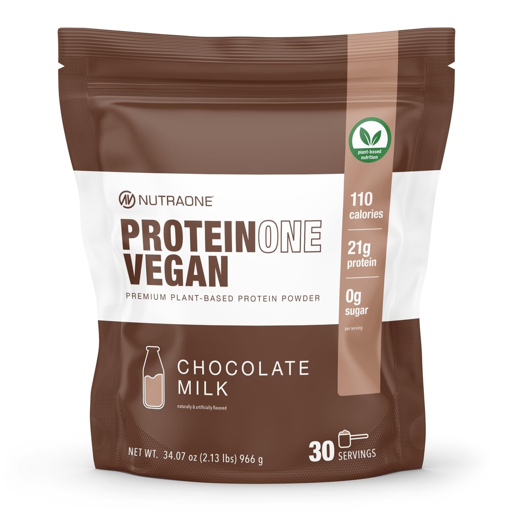 NutraOne ProteinOne Vegan Taimepõhine Valk Pulber Veganvalk, Piimavaba, Herne ja Riisi Valk (Šokolaadipiim)