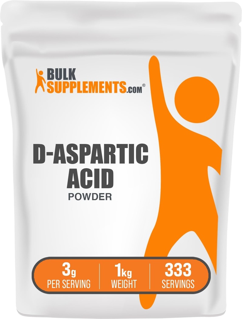 BulkSupplements.com D-asparagiinhappe pulber - D-asparagiinhappe lisand meestele, maitsestamata aminohape - puhas & gluteenivaba, 3 g serveerimise kohta, 1 kg (2,2 naela) (pakk 1)