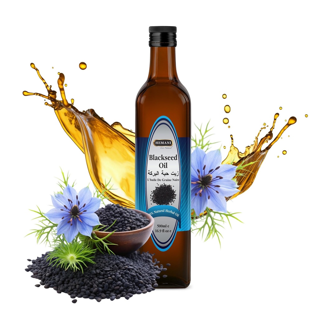 Hemani Black Seed Oil Cold Pressed 16,91 Oz I 500ML I 100% Natural I Solvent Free I AKA Nigella Sativa I Kalonji I Black Köömneseemneõli
