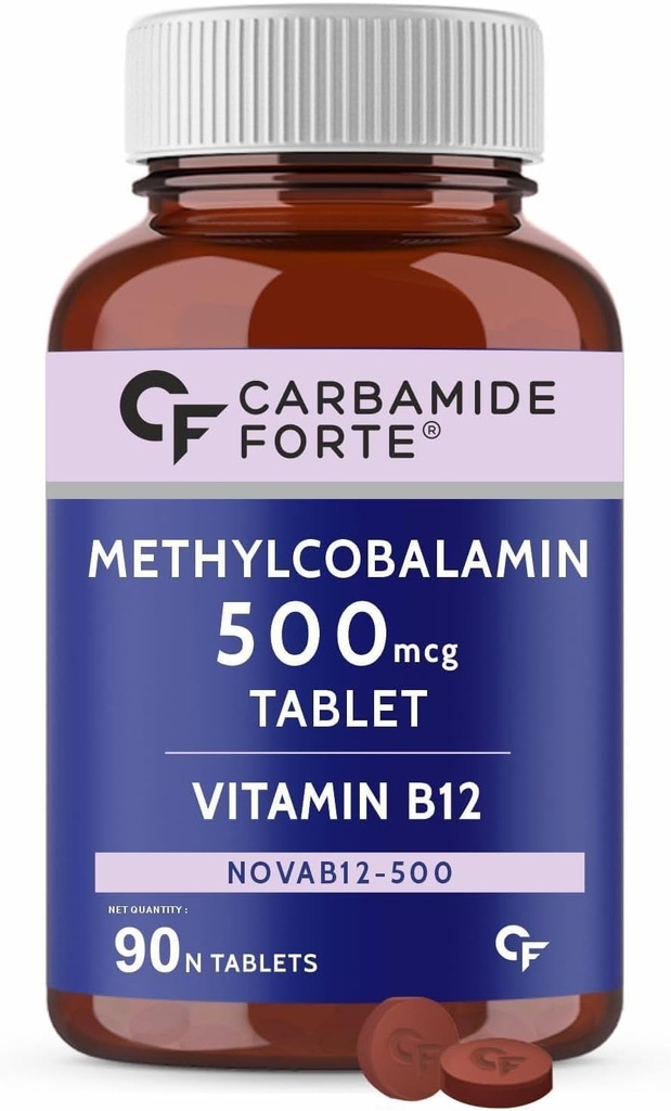 Üldine tõus.Vitamiin B12 tabletid 500mcg - Metüülkobalamiini B12 lisand meestele ja naistele - 90 Veg tabletti, nautraalne