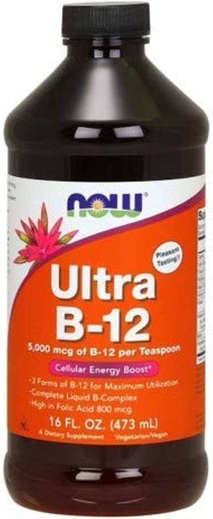 NOW Foods - Ultra B-12 vedel Cellular Energy Boost 5000 mcg. - 16 oz. (2-Pack)