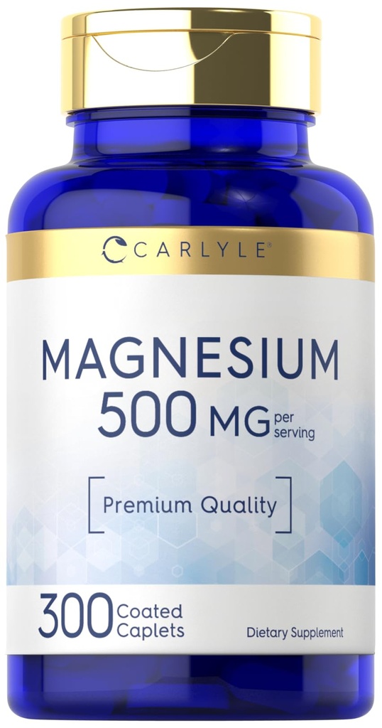 Carlyle Magnesium 500mg | 300 kaetud kapslid | Taimetoitlane, mitte-GMO ja gluteenivaba toidulisand